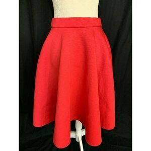 Ava Lu Solid Red High Waist Fit Flare skirt